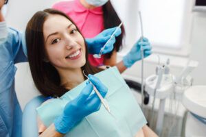 The girl on reception at the dentist